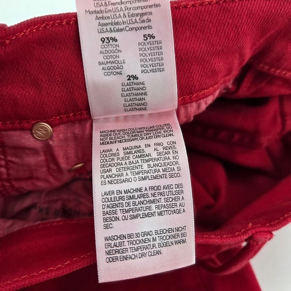 Mother High Waisted Weekender Skimp Second Chance Flare Jeans Haute Red Women 24
